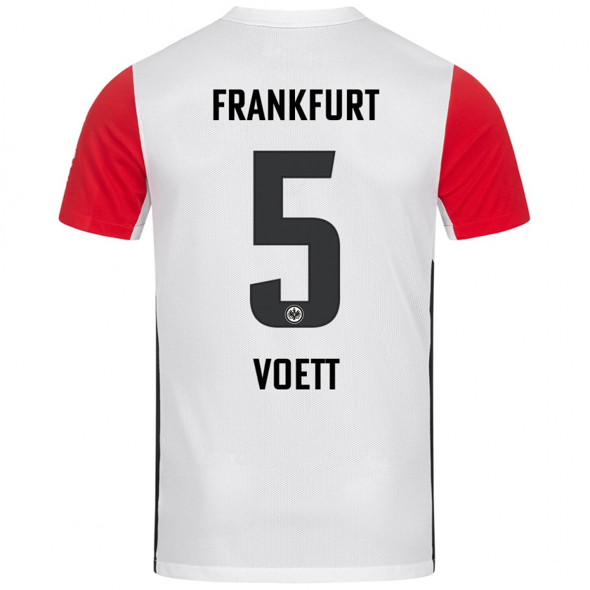 Niño Camiseta Johannes Voett #5 Blanco Rojo 1ª Equipación 2024/25 La Camisa Argentina