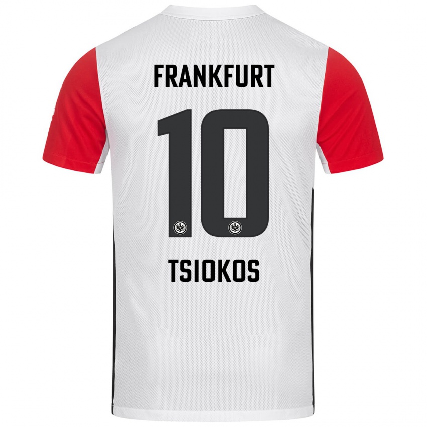 Niño Camiseta Leonidas Ilias Tsiokos #10 Blanco Rojo 1ª Equipación 2024/25 La Camisa Argentina