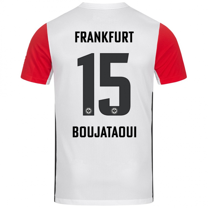 Niño Camiseta Tarik Boujataoui #15 Blanco Rojo 1ª Equipación 2024/25 La Camisa Argentina