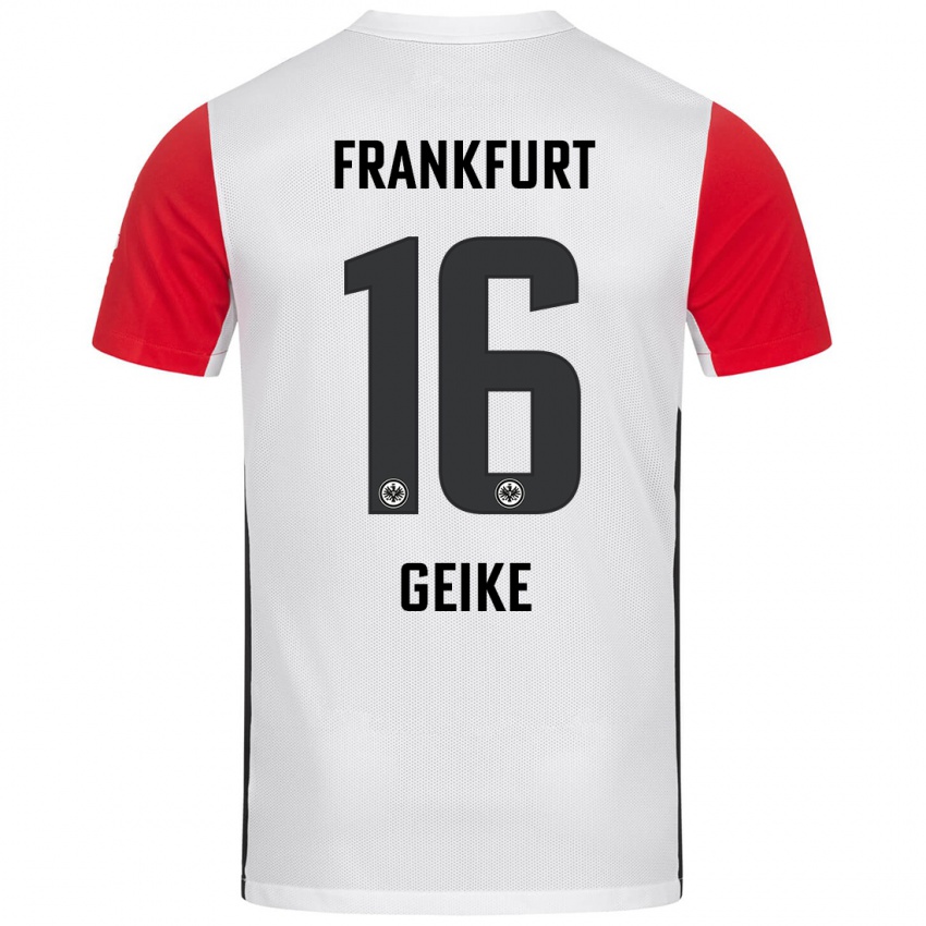 Niño Camiseta Jonah Geike #16 Blanco Rojo 1ª Equipación 2024/25 La Camisa Argentina