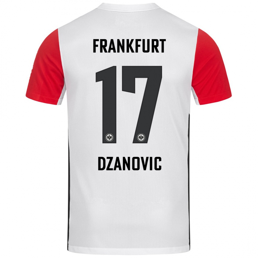 Niño Camiseta Benjamin Dzanovic #17 Blanco Rojo 1ª Equipación 2024/25 La Camisa Argentina