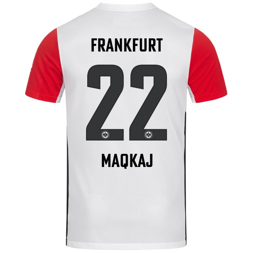 Niño Camiseta Dritan Maqkaj #22 Blanco Rojo 1ª Equipación 2024/25 La Camisa Argentina