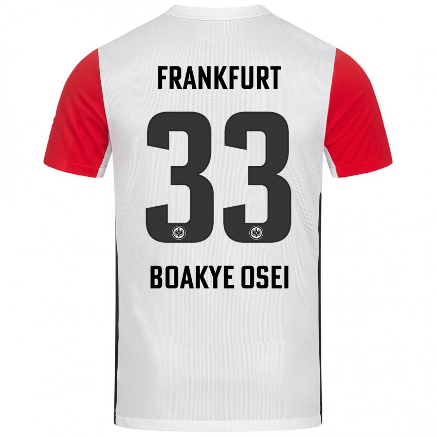 Niño Camiseta Derek Boakye-Osei #33 Blanco Rojo 1ª Equipación 2024/25 La Camisa Argentina