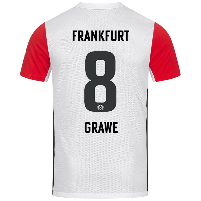 Niño Camiseta Lisanne Gräwe #8 Blanco Rojo 1ª Equipación 2024/25 La Camisa Argentina