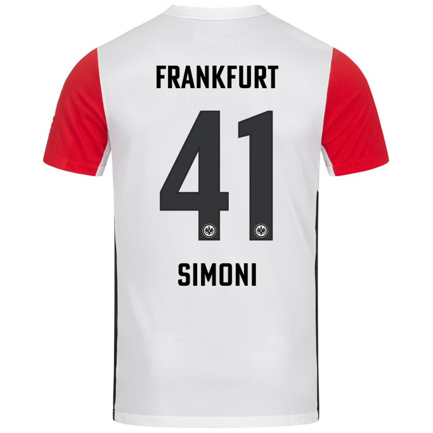 Niño Camiseta Simon Simoni #41 Blanco Rojo 1ª Equipación 2024/25 La Camisa Argentina