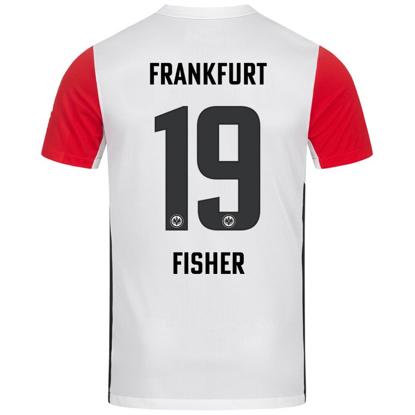 Niño Camiseta Ben-Luca Fisher #19 Blanco Rojo 1ª Equipación 2024/25 La Camisa Argentina