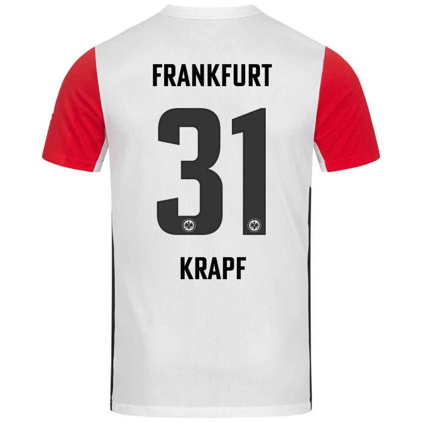 Niño Camiseta Maximilian Krapf #31 Blanco Rojo 1ª Equipación 2024/25 La Camisa Argentina