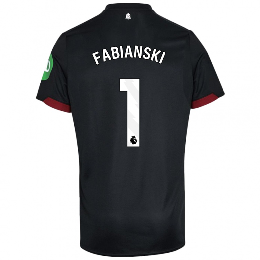 Niño Camiseta Lukasz Fabianski #1 Negro Blanco 2ª Equipación 2024/25 La Camisa Argentina