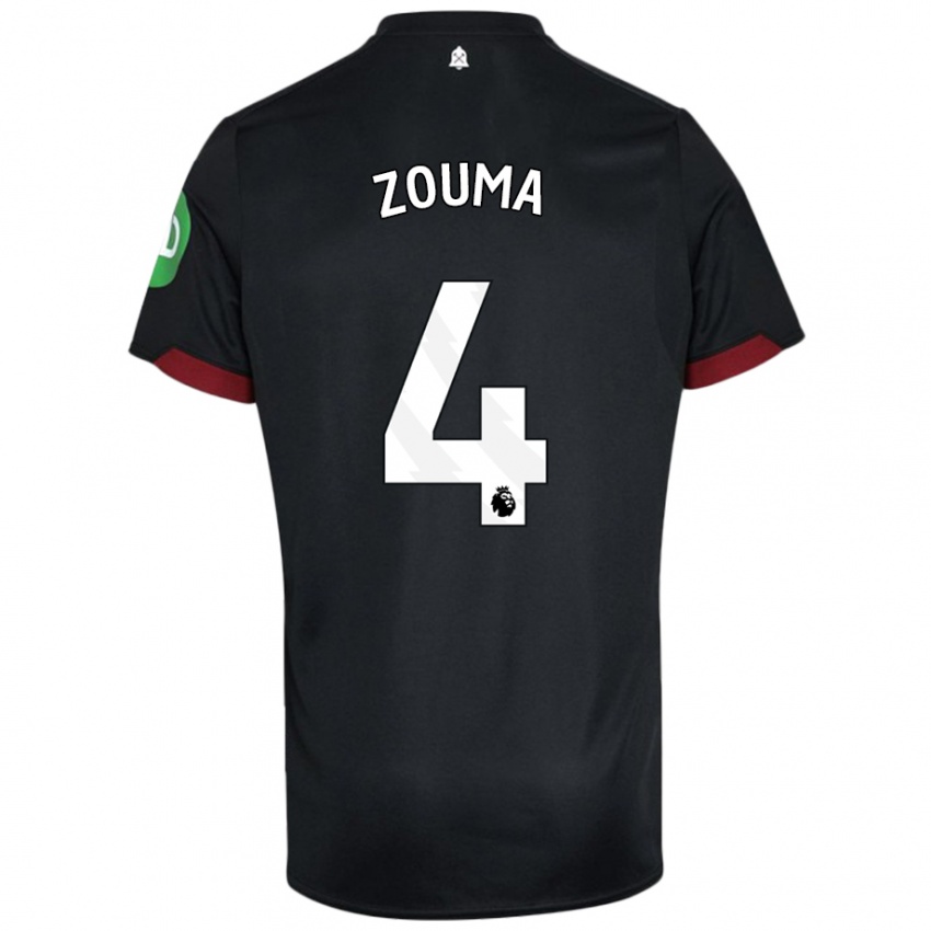 Niño Camiseta Kurt Zouma #4 Negro Blanco 2ª Equipación 2024/25 La Camisa Argentina