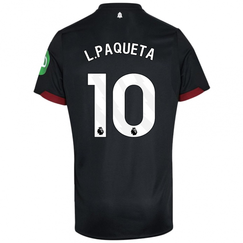 Niño Camiseta Lucas Paqueta #10 Negro Blanco 2ª Equipación 2024/25 La Camisa Argentina