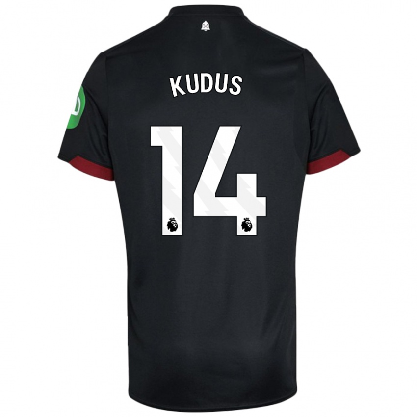 Niño Camiseta Mohammed Kudus #14 Negro Blanco 2ª Equipación 2024/25 La Camisa Argentina