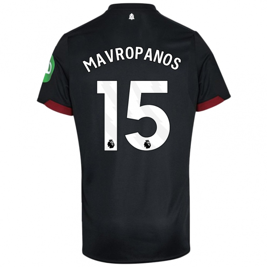 Niño Camiseta Konstantinos Mavropanos #15 Negro Blanco 2ª Equipación 2024/25 La Camisa Argentina