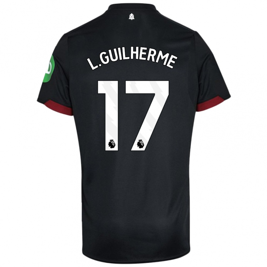 Niño Camiseta Luis Guilherme #17 Negro Blanco 2ª Equipación 2024/25 La Camisa Argentina