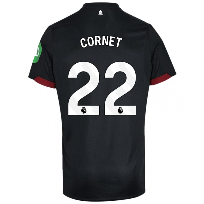 Niño Camiseta Maxwel Cornet #22 Negro Blanco 2ª Equipación 2024/25 La Camisa Argentina