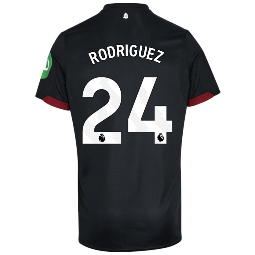 Niño Camiseta Guido Rodríguez #24 Negro Blanco 2ª Equipación 2024/25 La Camisa Argentina