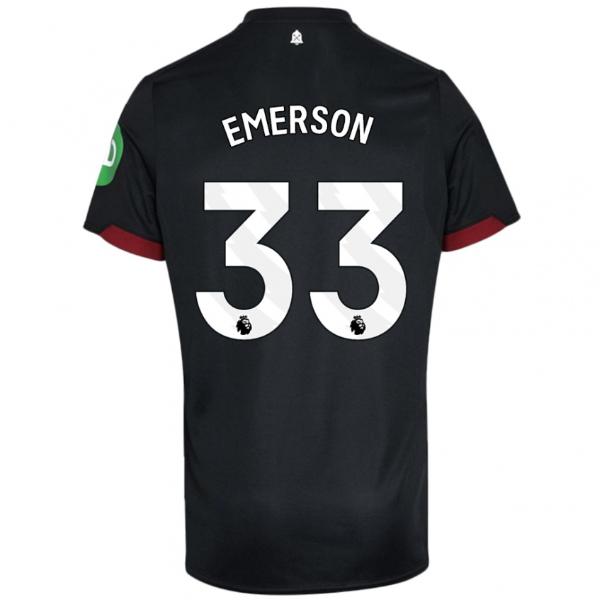 Niño Camiseta Emerson Palmieri #33 Negro Blanco 2ª Equipación 2024/25 La Camisa Argentina