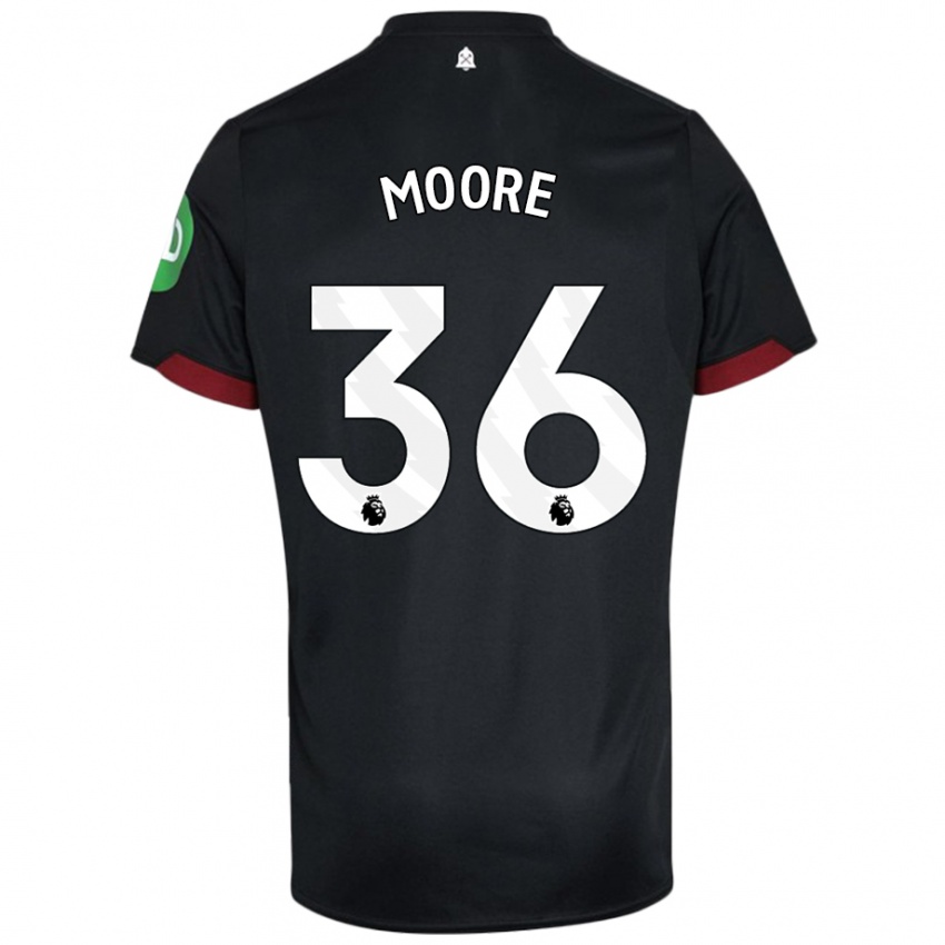 Niño Camiseta Sean Moore #36 Negro Blanco 2ª Equipación 2024/25 La Camisa Argentina