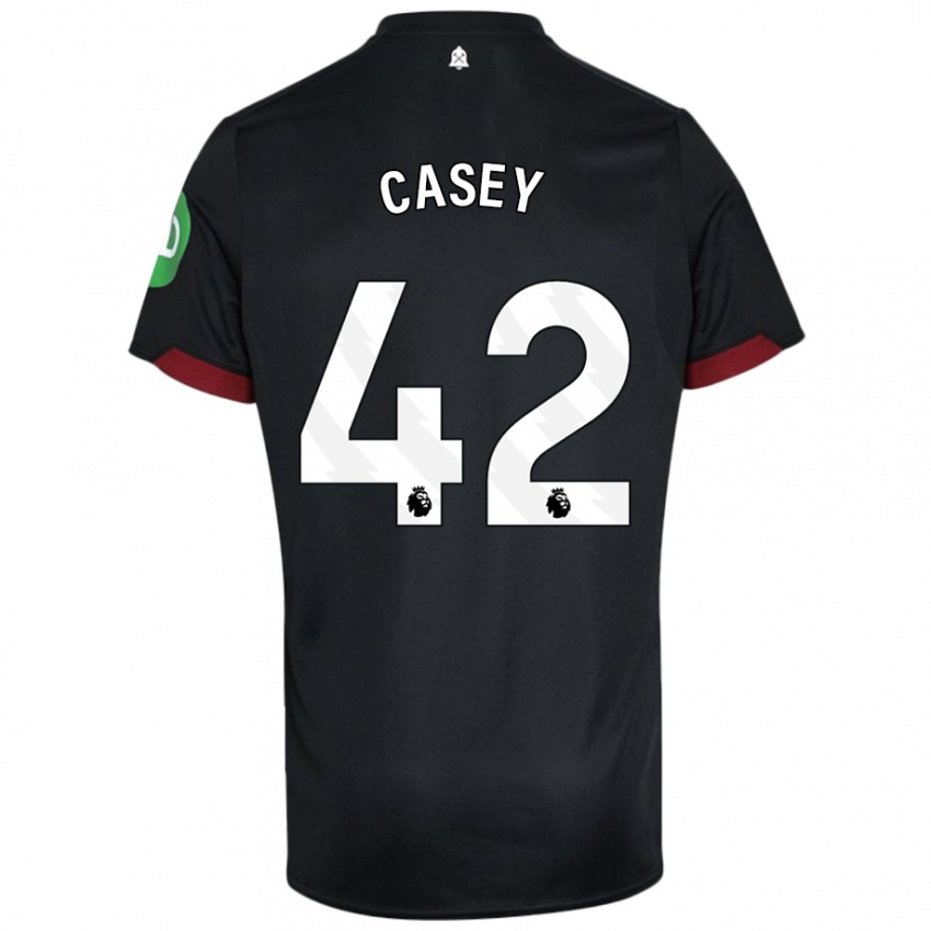 Niño Camiseta Kaelan Casey #42 Negro Blanco 2ª Equipación 2024/25 La Camisa Argentina