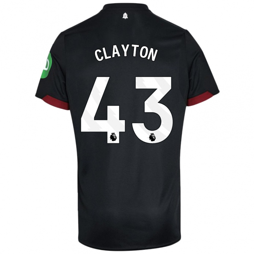 Niño Camiseta Regan Clayton #43 Negro Blanco 2ª Equipación 2024/25 La Camisa Argentina