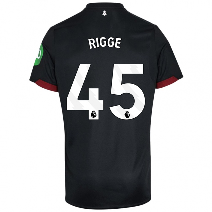 Niño Camiseta Daniel Rigge #45 Negro Blanco 2ª Equipación 2024/25 La Camisa Argentina