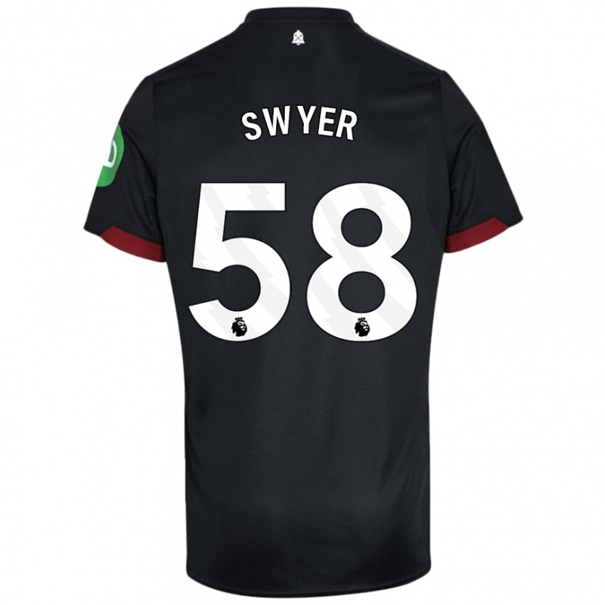 Niño Camiseta Kamarai Swyer #58 Negro Blanco 2ª Equipación 2024/25 La Camisa Argentina