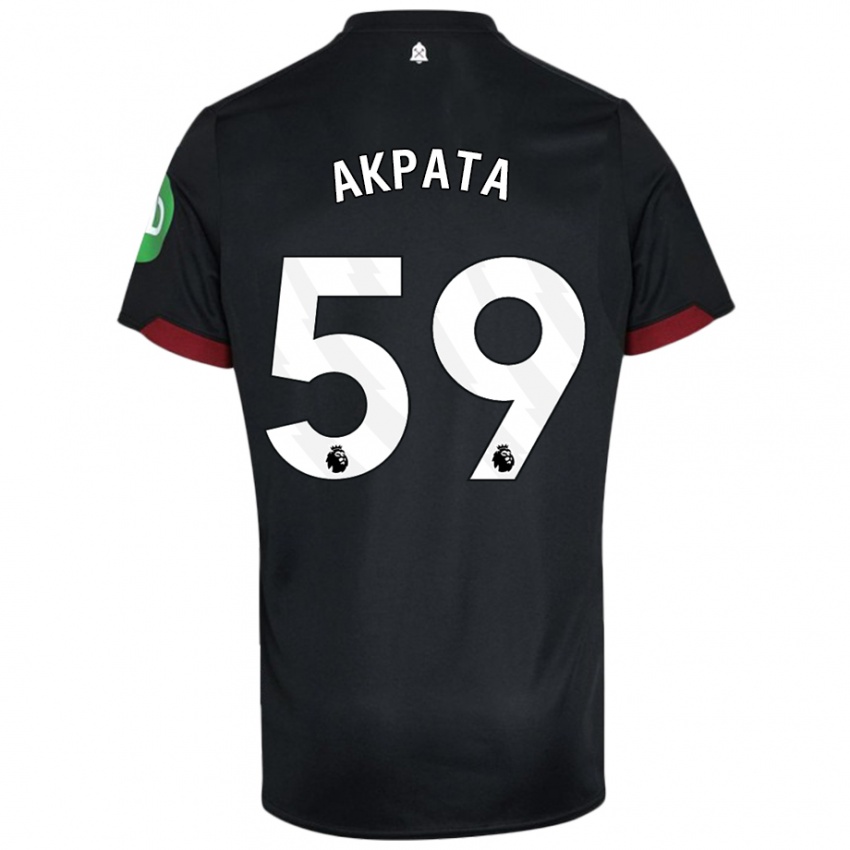 Niño Camiseta Tyron Akpata #59 Negro Blanco 2ª Equipación 2024/25 La Camisa Argentina