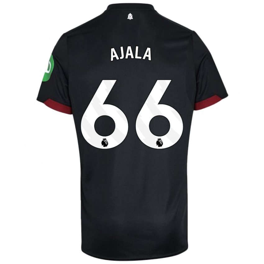 Niño Camiseta Joshua Ajala #66 Negro Blanco 2ª Equipación 2024/25 La Camisa Argentina