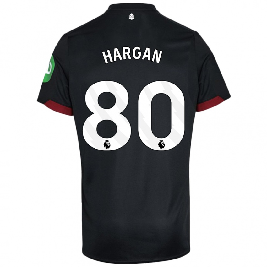 Niño Camiseta Riley Hargan #80 Negro Blanco 2ª Equipación 2024/25 La Camisa Argentina