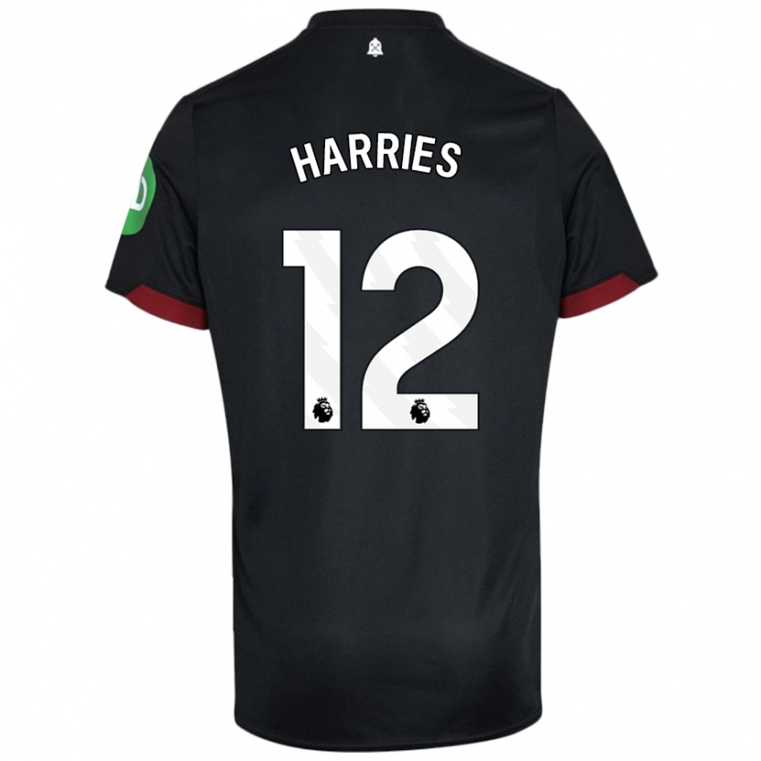 Niño Camiseta Emma Harries #12 Negro Blanco 2ª Equipación 2024/25 La Camisa Argentina