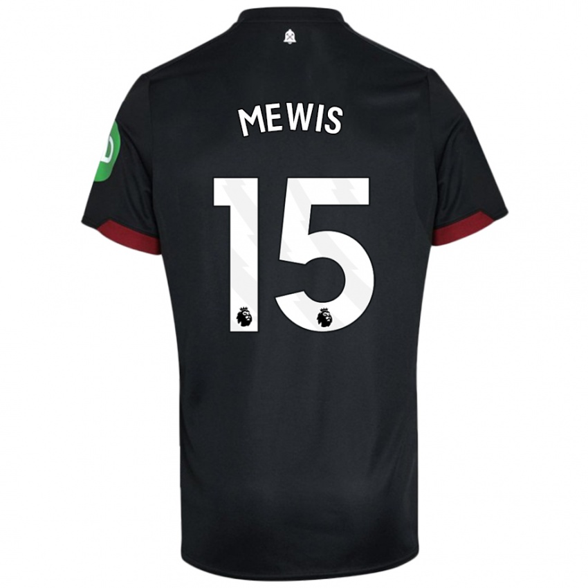 Niño Camiseta Kristie Mewis #15 Negro Blanco 2ª Equipación 2024/25 La Camisa Argentina