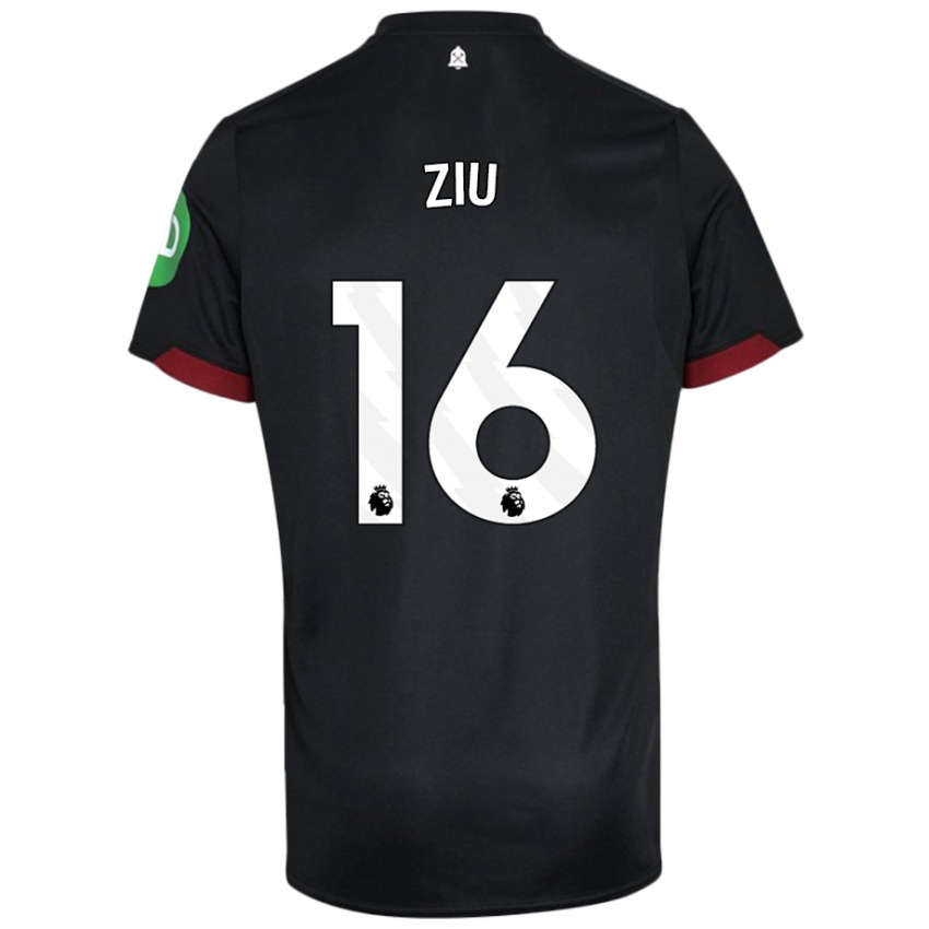 Niño Camiseta Jessica Ziu #16 Negro Blanco 2ª Equipación 2024/25 La Camisa Argentina