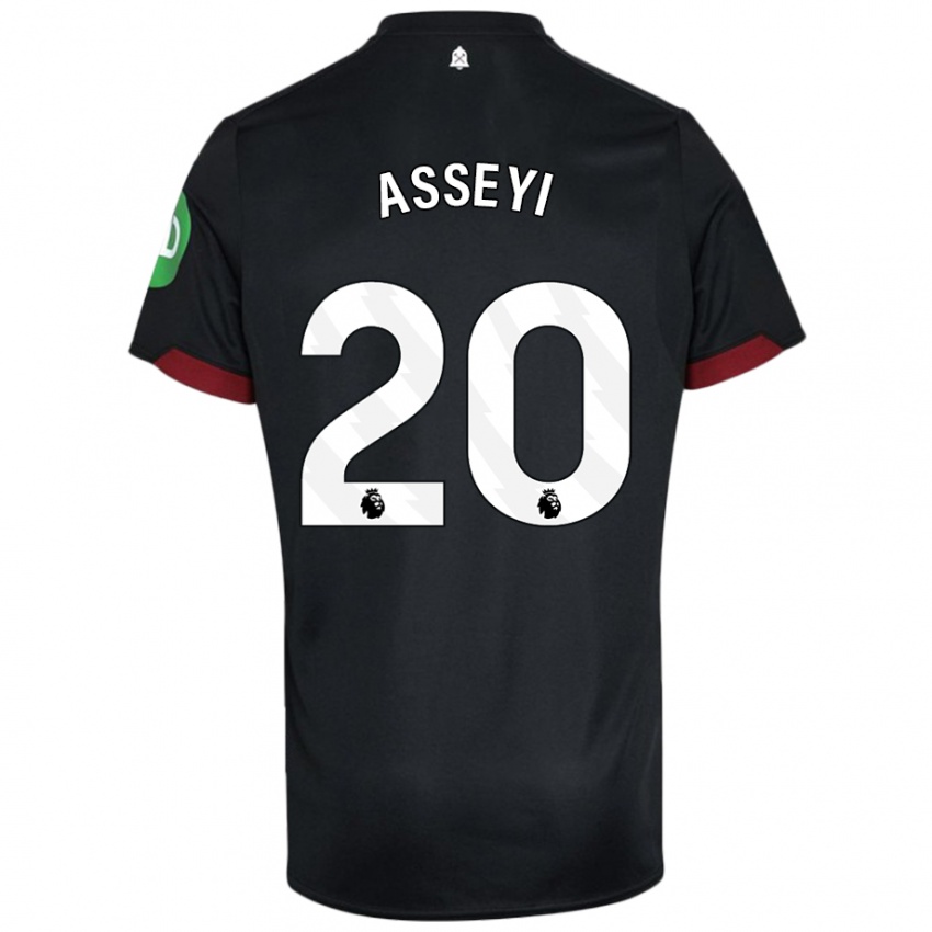 Niño Camiseta Viviane Asseyi #20 Negro Blanco 2ª Equipación 2024/25 La Camisa Argentina