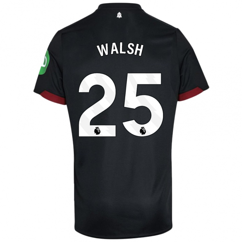 Niño Camiseta Megan Walsh #25 Negro Blanco 2ª Equipación 2024/25 La Camisa Argentina