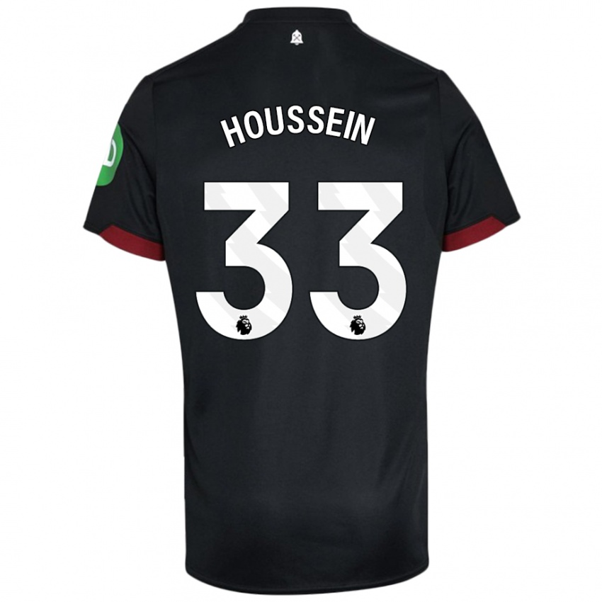 Niño Camiseta Halle Houssein #33 Negro Blanco 2ª Equipación 2024/25 La Camisa Argentina