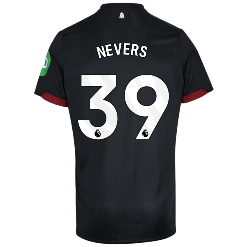 Niño Camiseta Thierry Nevers #39 Negro Blanco 2ª Equipación 2024/25 La Camisa Argentina