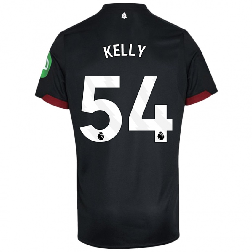 Niño Camiseta Patrick Kelly #54 Negro Blanco 2ª Equipación 2024/25 La Camisa Argentina