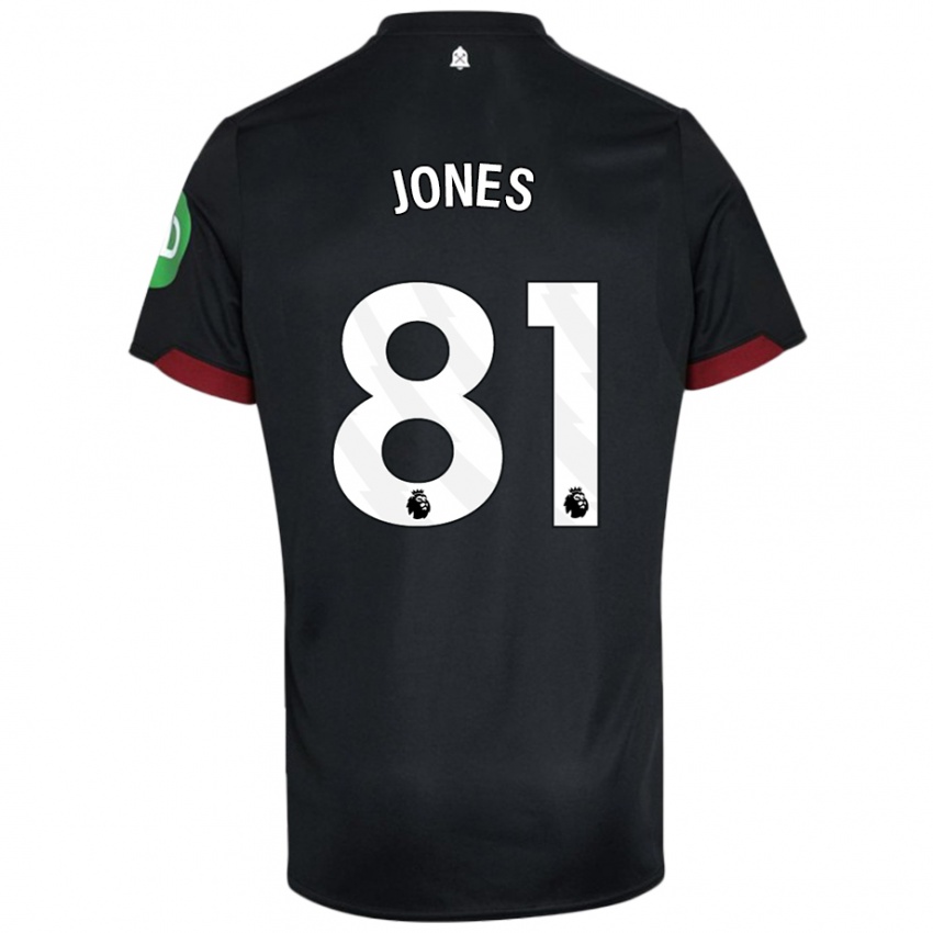 Niño Camiseta Liam Jones #81 Negro Blanco 2ª Equipación 2024/25 La Camisa Argentina