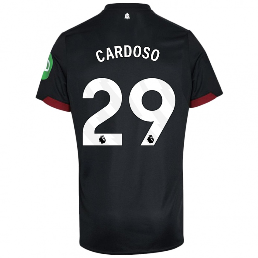 Niño Camiseta Goncalo Cardoso #29 Negro Blanco 2ª Equipación 2024/25 La Camisa Argentina