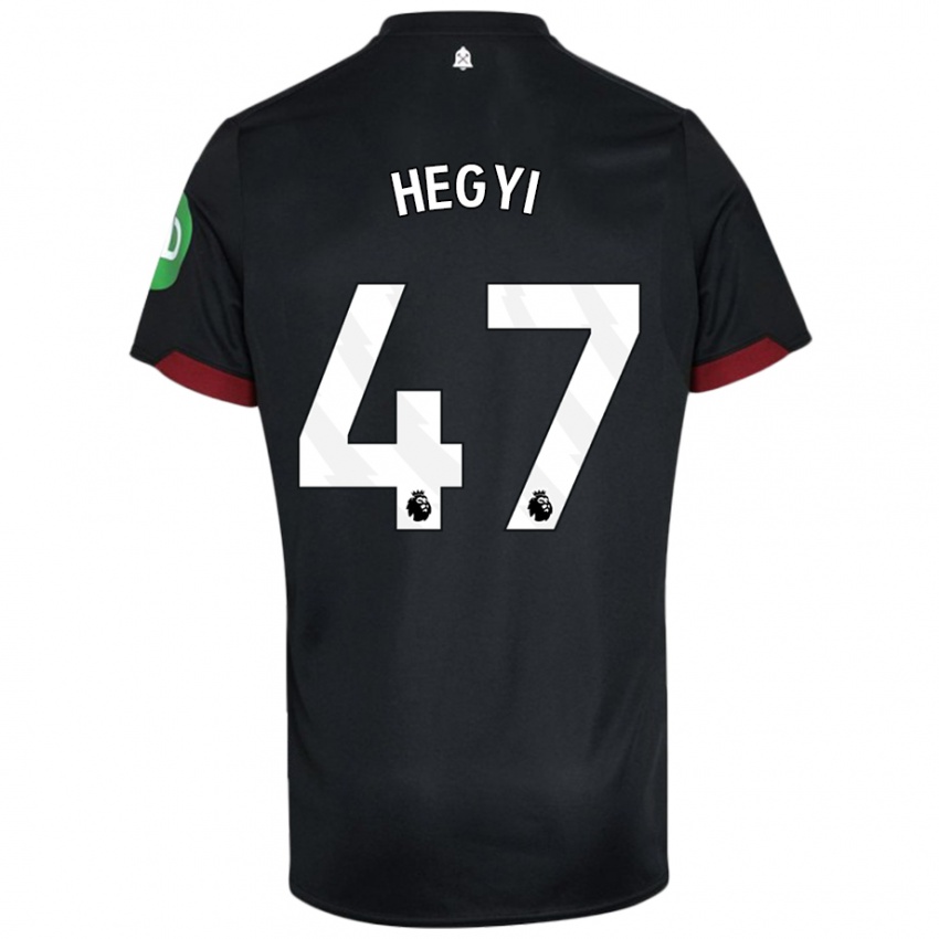 Niño Camiseta Krisztian Hegyi #47 Negro Blanco 2ª Equipación 2024/25 La Camisa Argentina