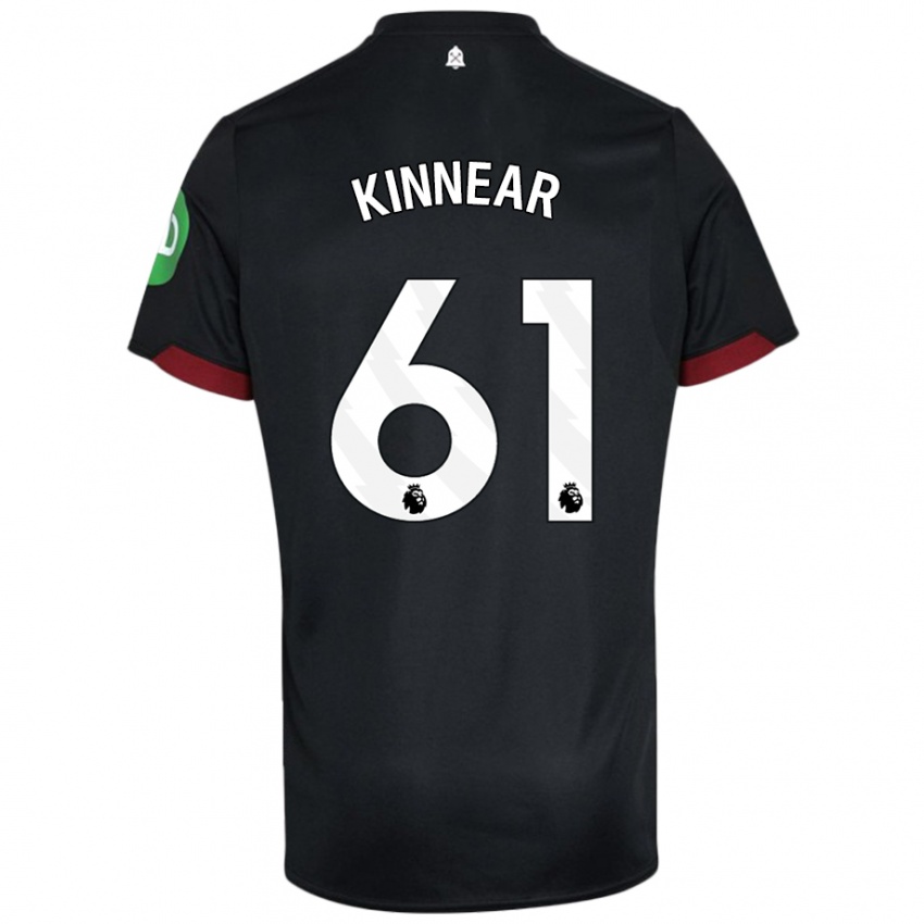 Niño Camiseta Brian Kinnear #61 Negro Blanco 2ª Equipación 2024/25 La Camisa Argentina