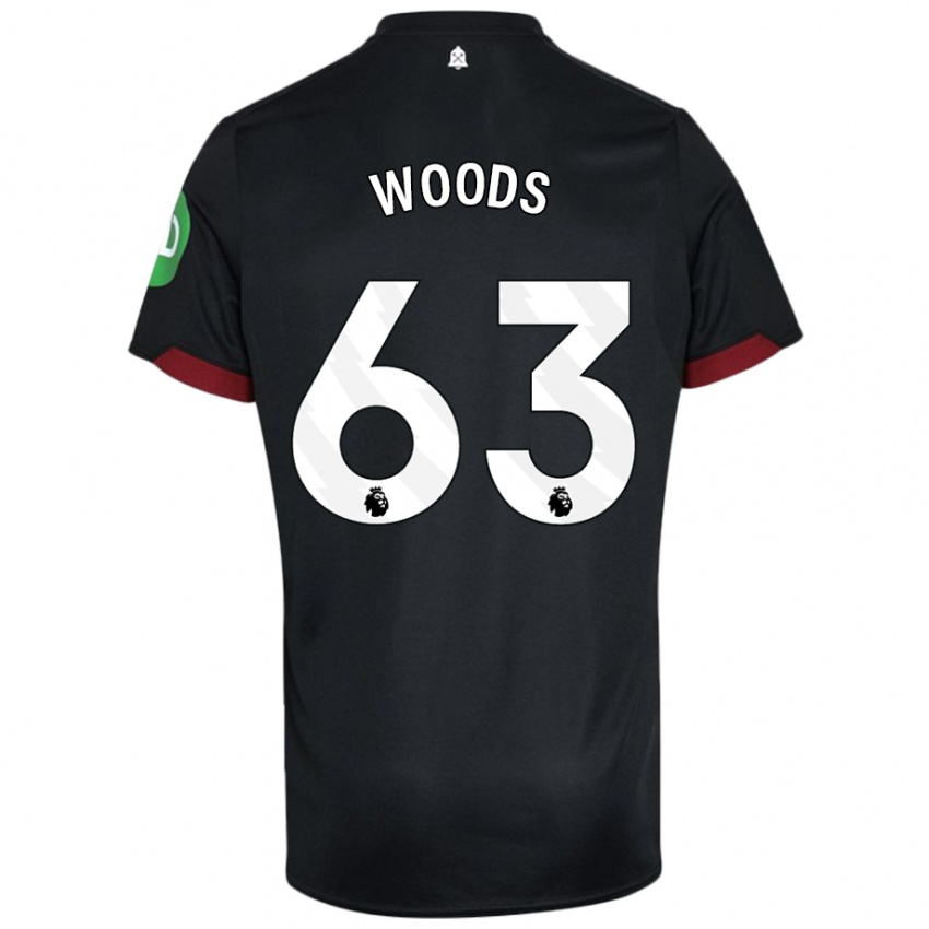 Niño Camiseta Archie Woods #63 Negro Blanco 2ª Equipación 2024/25 La Camisa Argentina