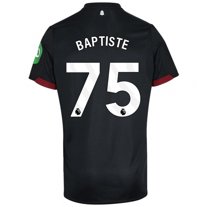 Niño Camiseta Jamal Baptiste #75 Negro Blanco 2ª Equipación 2024/25 La Camisa Argentina