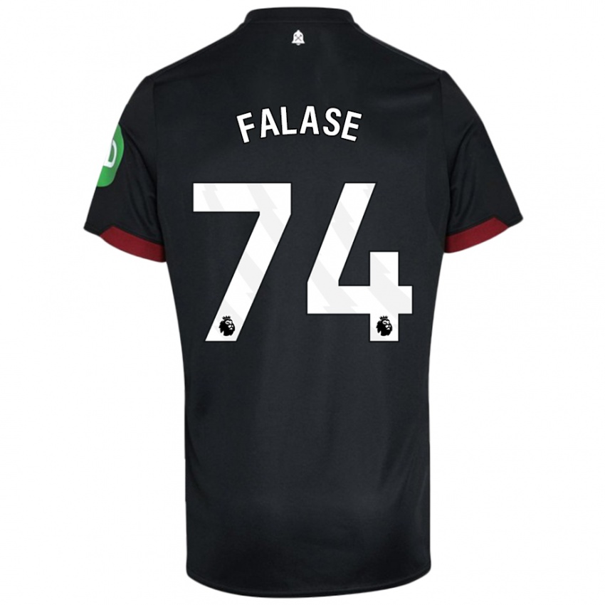 Niño Camiseta Asher Falase #74 Negro Blanco 2ª Equipación 2024/25 La Camisa Argentina