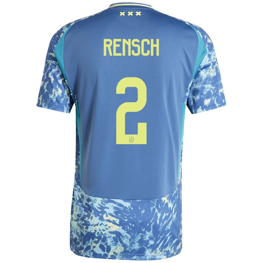 Niño Camiseta Devyne Rensch #2 Gris Azul Amarillo 2ª Equipación 2024/25 La Camisa Argentina