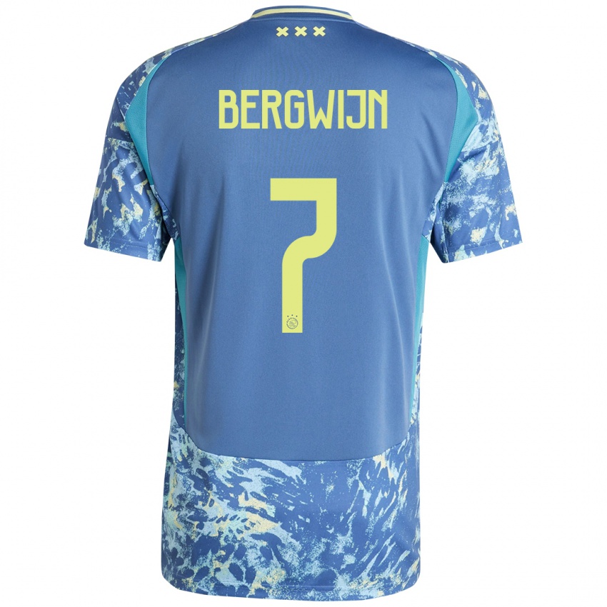 Niño Camiseta Steven Bergwijn #7 Gris Azul Amarillo 2ª Equipación 2024/25 La Camisa Argentina