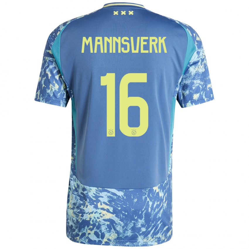 Niño Camiseta Sivert Mannsverk #16 Gris Azul Amarillo 2ª Equipación 2024/25 La Camisa Argentina