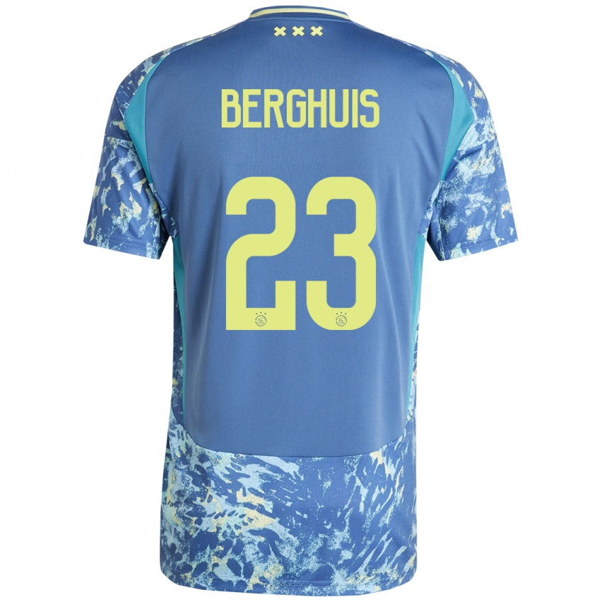 Niño Camiseta Steven Berghuis #23 Gris Azul Amarillo 2ª Equipación 2024/25 La Camisa Argentina