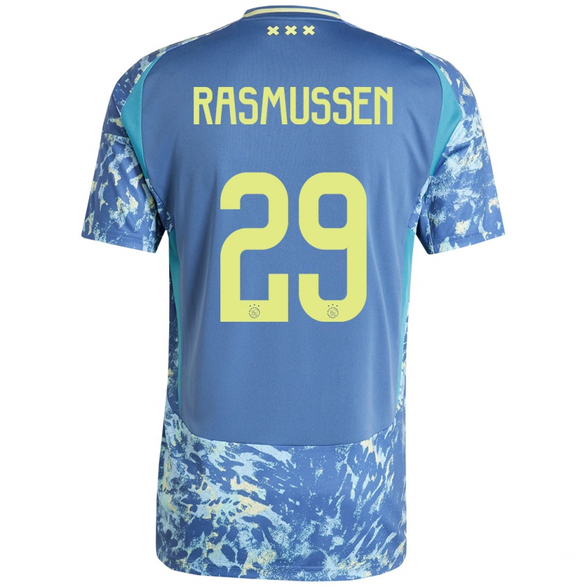 Niño Camiseta Christian Rasmussen #29 Gris Azul Amarillo 2ª Equipación 2024/25 La Camisa Argentina