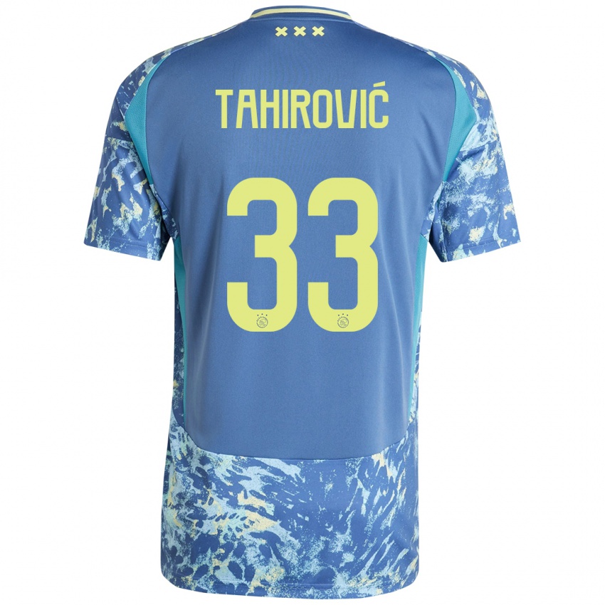 Niño Camiseta Benjamin Tahirovic #33 Gris Azul Amarillo 2ª Equipación 2024/25 La Camisa Argentina