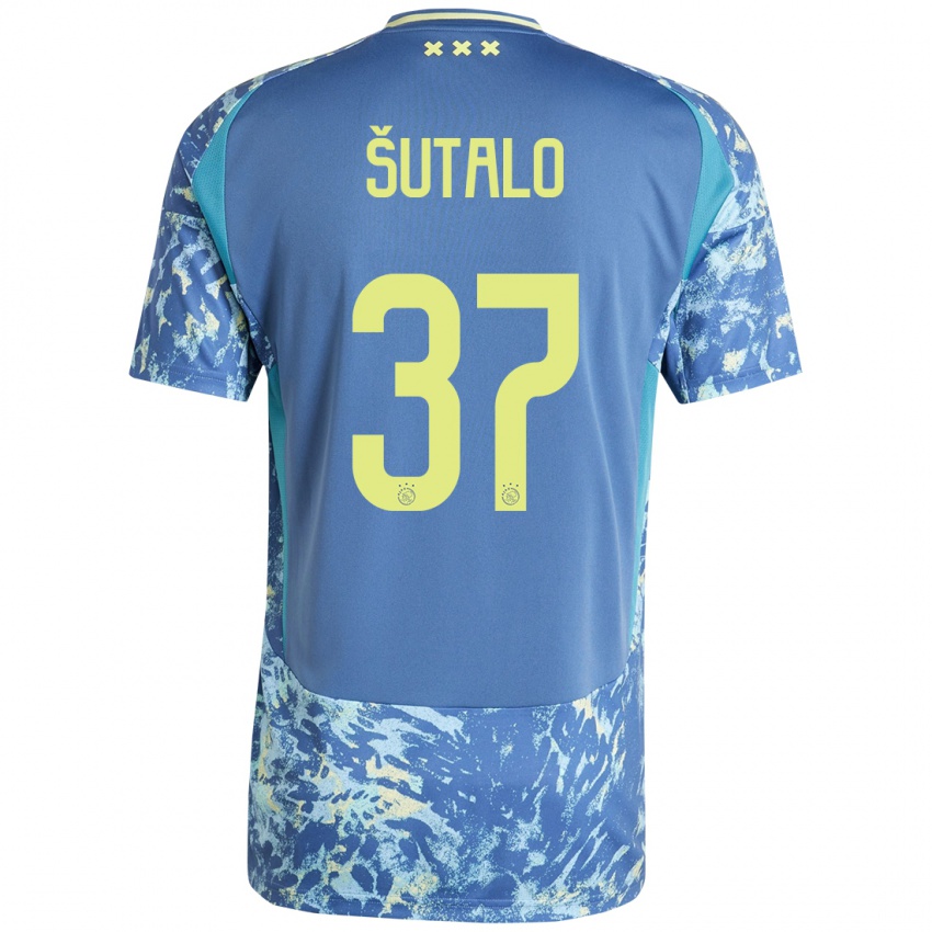 Niño Camiseta Josip Sutalo #37 Gris Azul Amarillo 2ª Equipación 2024/25 La Camisa Argentina